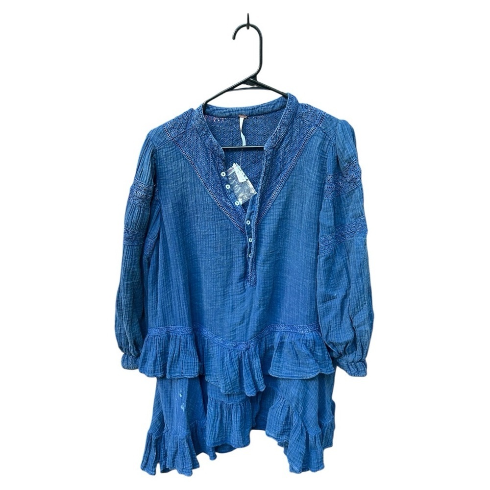 NWOT Free People Sachi Mini Dress Blue - Picture 2 of 9